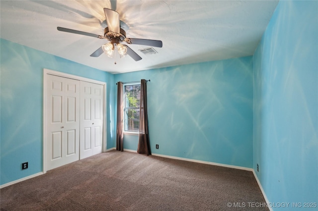 10511 S 83rd Cir, Tulsa, OK 74133 - unfurnished bedroom featuring a closet, carpet flooring, ceiling fan, and baseboards