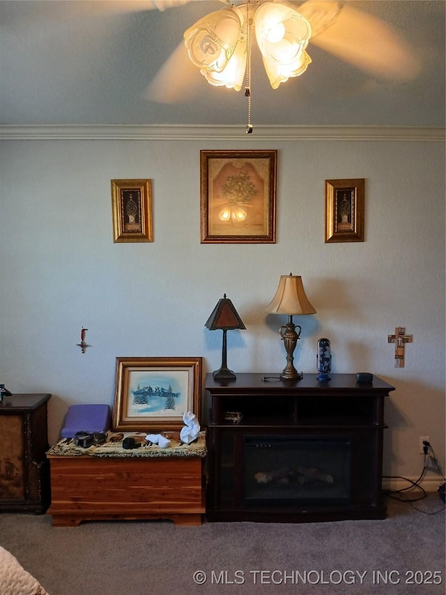 715 Kiowa, Hartshorne, OK 74547 - sitting room with carpet floors and crown molding