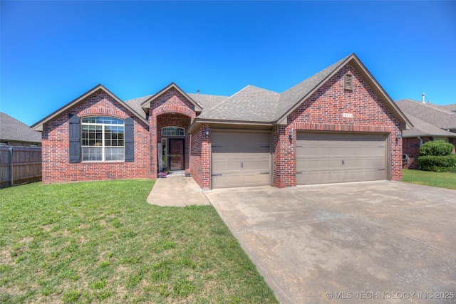 10216 N 120th E Ave, Owasso, OK 74055 - view of front facade with brick siding, a garage, concrete driveway, and roof with shingles
