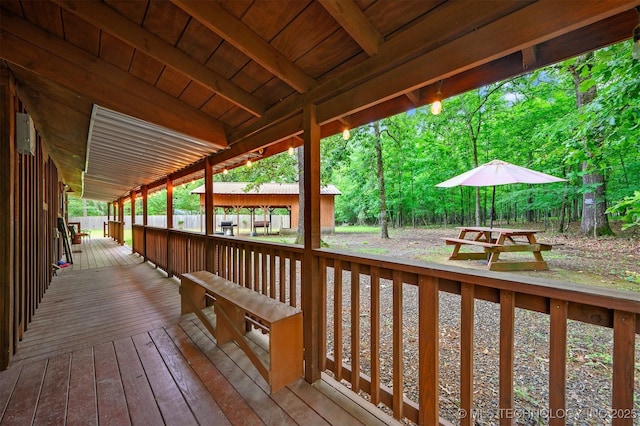 47 Tahnee Ln, Broken Bow, OK 74728 - wooden terrace featuring a gazebo