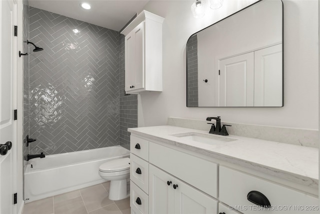 2978 E 146th St S, Bixby, OK 74008 - full bath with vanity, toilet, shower / bathtub combination, recessed lighting, and tile patterned floors