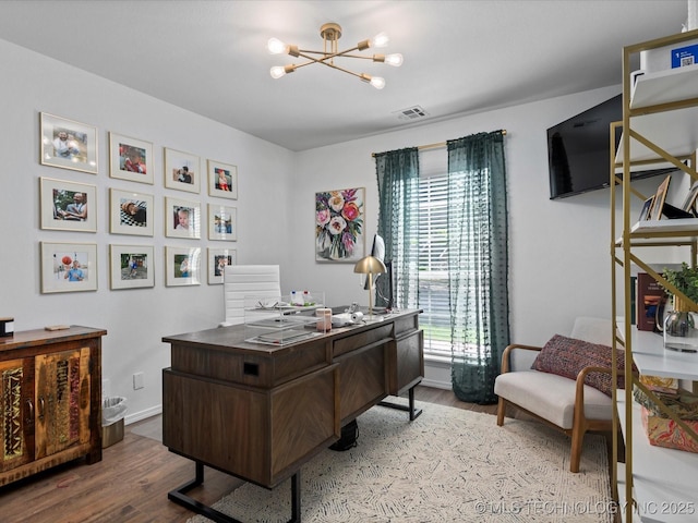 5553 S Delaware Ct, Tulsa, OK 74105 - office space featuring a chandelier and wood finished floors