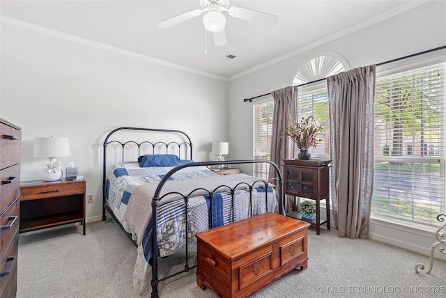 10107 S 94th E Pl, Tulsa, OK 74133 - carpeted bedroom with crown molding, baseboards, and ceiling fan