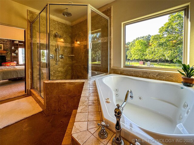 16012 N 145th Ave, Collinsville, OK 74021 - ensuite bathroom with a stall shower, a jetted tub, and tile patterned flooring