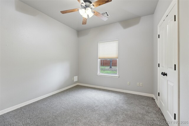 7083 E 85th St N, Owasso, OK 74055 - spare room featuring carpet, a ceiling fan, and baseboards