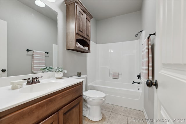 7083 E 85th St N, Owasso, OK 74055 - bathroom featuring vanity, toilet, tile patterned flooring, and shower / tub combination