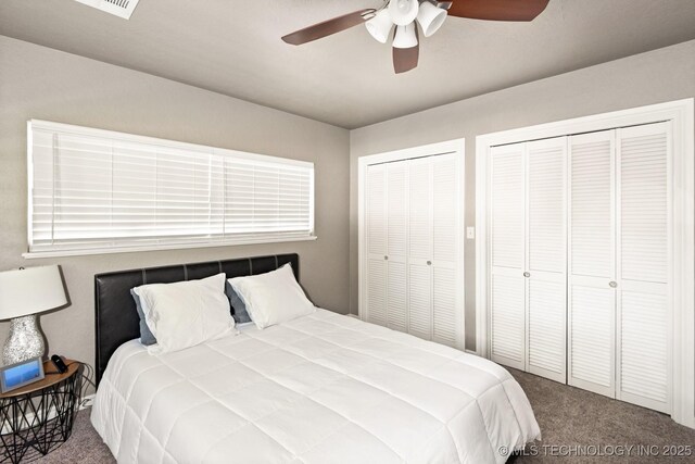 1300 S Mississippi, Ada, OK 74820 - carpeted bedroom with multiple closets and a ceiling fan