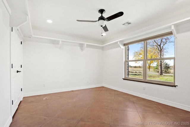 15209 S 89th W Ave, Sapulpa, OK 74066 - tiled spare room featuring ceiling fan, baseboards, and recessed lighting