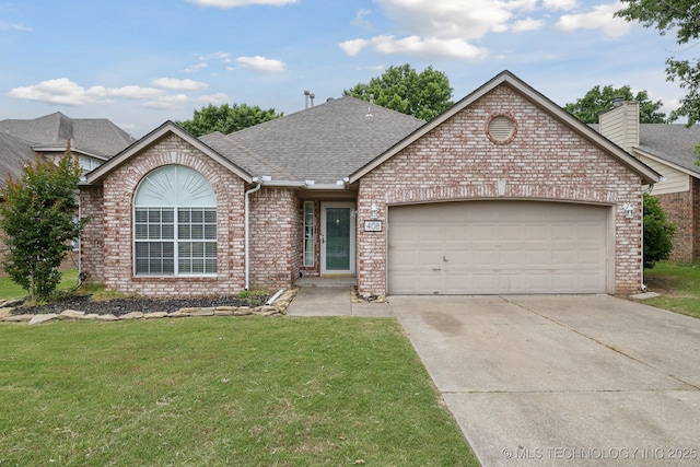 408 S Tamarack Ave, Broken Arrow, OK 74012 - ranch-style house featuring brick siding, roof with shingles, and a garage