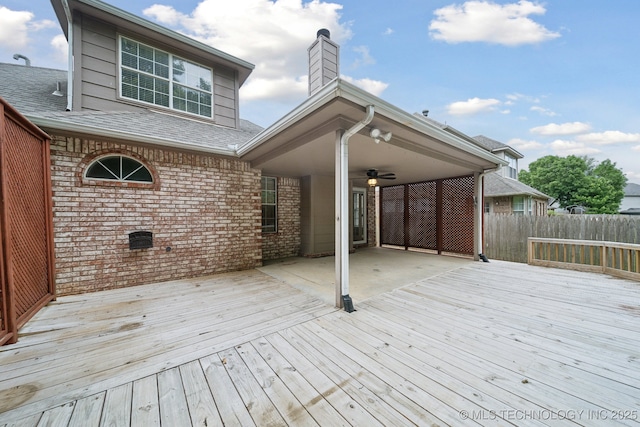 408 S Tamarack Ave, Broken Arrow, OK 74012 - wooden terrace with a ceiling fan and a patio