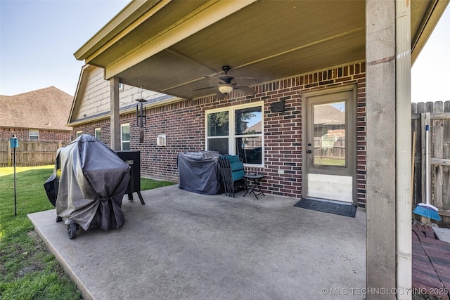 2405 S 13th St, Broken Arrow, OK 74012 - view of patio / terrace featuring a ceiling fan and grilling area