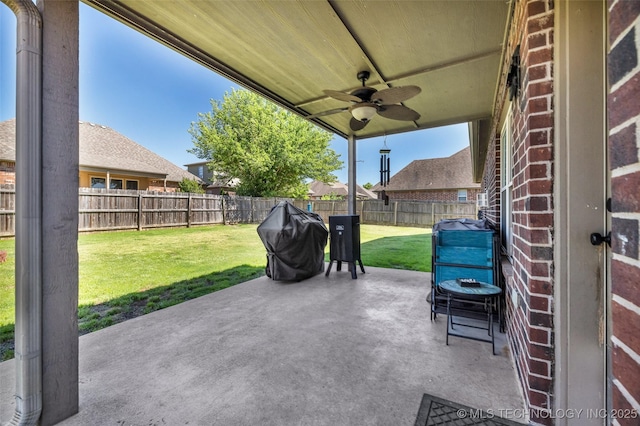 2405 S 13th St, Broken Arrow, OK 74012 - view of patio with a ceiling fan and a grill