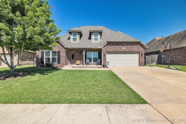 2405 S 13th St, Broken Arrow, OK 74012 - view of front facade with brick siding, a garage, roof with shingles, and concrete driveway