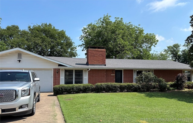 1113 S Meadow Dr, Ardmore, OK 73401 - single story home featuring a chimney, brick siding, and a front lawn