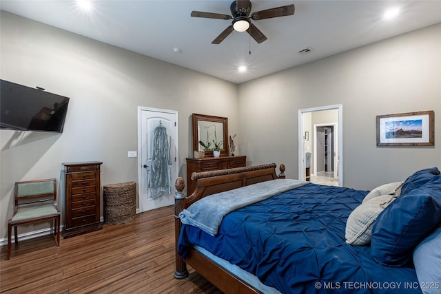 11802 Hickory Ln, Claremore, OK 74017 - bedroom featuring wood finished floors, recessed lighting, and ceiling fan