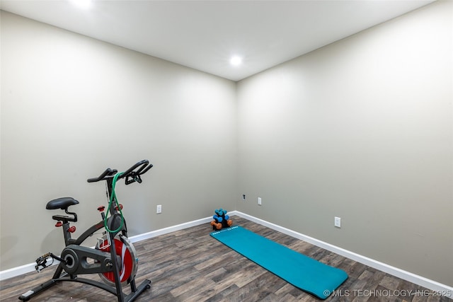 11802 Hickory Ln, Claremore, OK 74017 - workout area with wood finished floors and recessed lighting