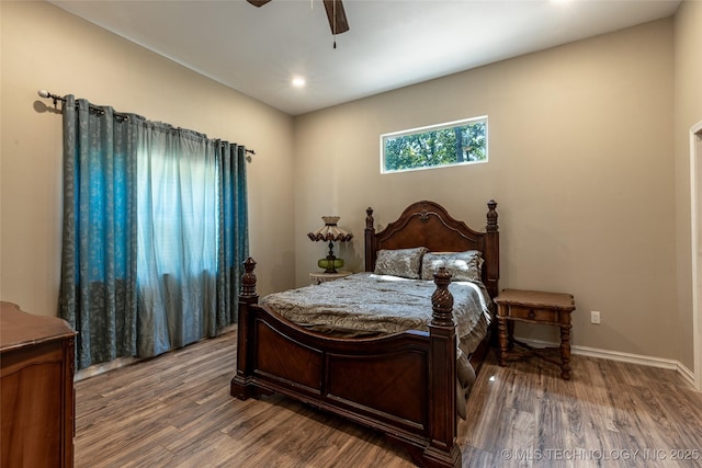 11802 Hickory Ln, Claremore, OK 74017 - bedroom featuring wood finished floors, recessed lighting, and ceiling fan