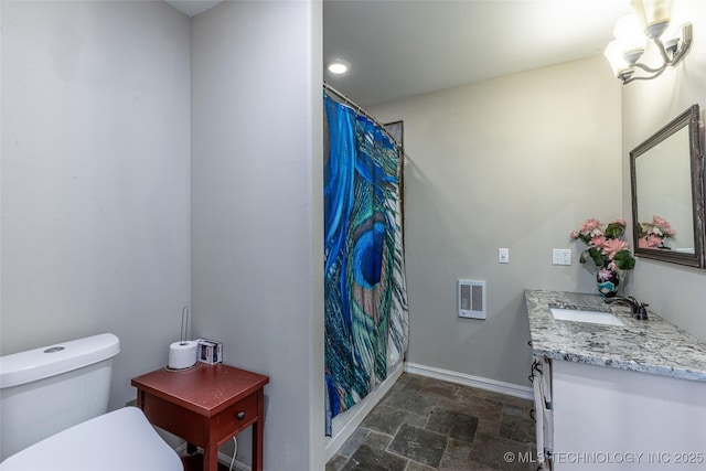 11802 Hickory Ln, Claremore, OK 74017 - full bathroom with stone tile flooring, vanity, and curtained shower