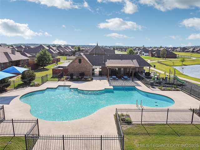 18409 E 50th Pl S, Tulsa, OK 74134 - view of swimming pool with a patio area and a residential view