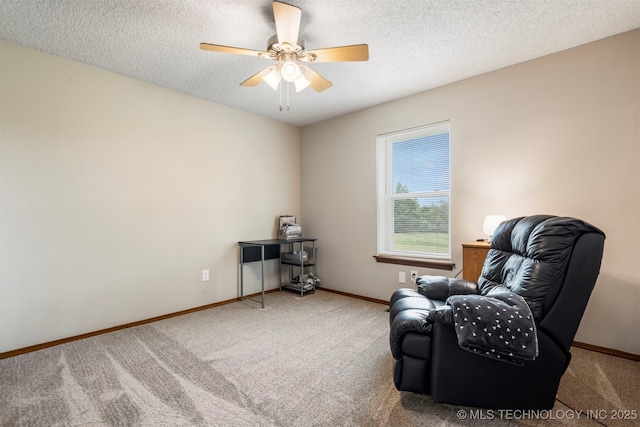 20700 E 420th Rd, Claremore, OK 74017 - sitting room with carpet floors, ceiling fan, and a textured ceiling