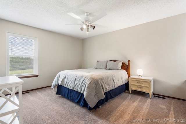 20700 E 420th Rd, Claremore, OK 74017 - carpeted bedroom with a textured ceiling and ceiling fan