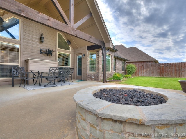 7605 E 82nd Pl, Owasso, OK 74055 - view of patio / terrace with an outdoor fire pit and outdoor dining area