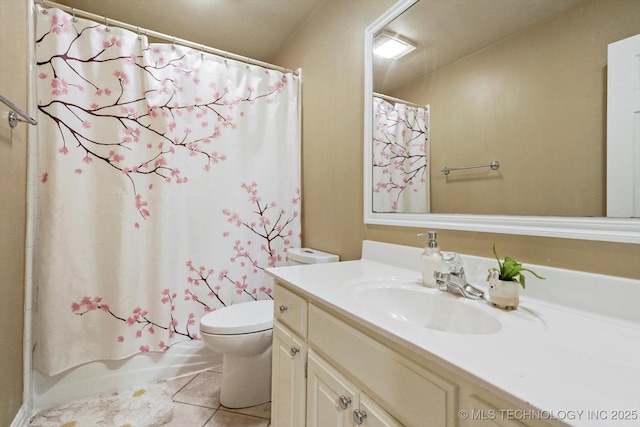 5506 E 110th Pl, Tulsa, OK 74137 - bathroom with vanity, tile patterned flooring, toilet, and shower / bath combo