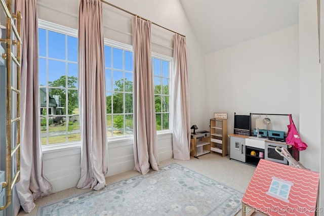 52 Redbud St, Carlton Landing, OK 74432 - playroom with lofted ceiling and carpet floors