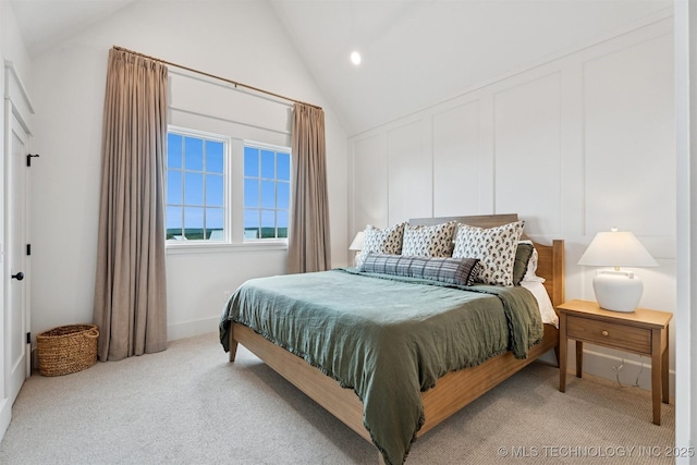 52 Redbud St, Carlton Landing, OK 74432 - bedroom with light colored carpet, vaulted ceiling, and recessed lighting