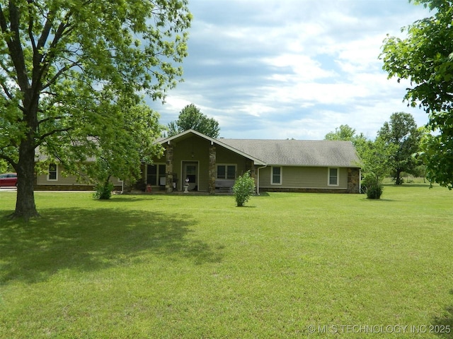 173 County Road 5305th Rd, Wynona, OK 74084 - ranch-style home featuring stone siding and a front yard