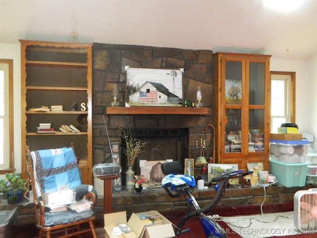 173 County Road 5305th Rd, Wynona, OK 74084 - living area with a fireplace