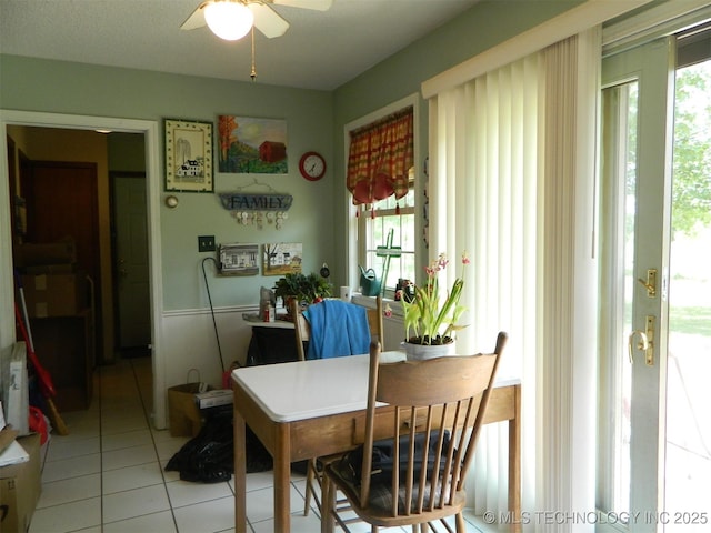 173 County Road 5305th Rd, Wynona, OK 74084 - dining space featuring light tile patterned floors and ceiling fan
