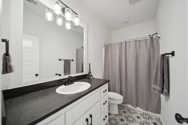 13859 S 21st Pl E, Bixby, OK 74008 - full bathroom with toilet, vanity, tile patterned floors, and a shower with curtain