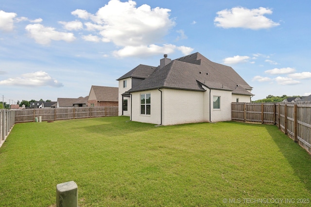 13859 S 21st Pl E, Bixby, OK 74008 - back of house with a shingled roof, a chimney, and brick siding