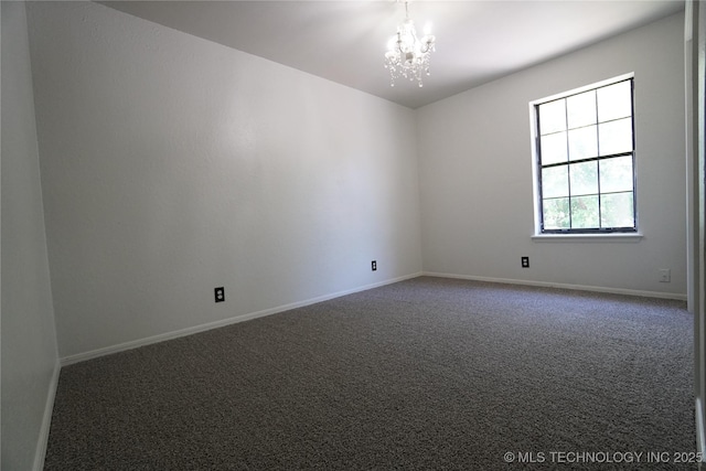 8304 E 124th E Ave, Owasso, OK 74055 - carpeted spare room featuring a chandelier and baseboards