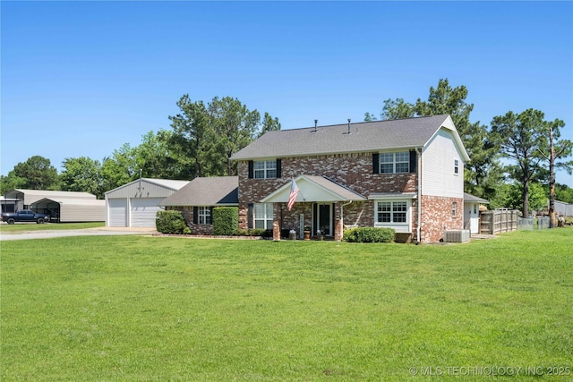 1608 Blue Stem Rd, Fort Gibson, OK 74434 - view of front of home with brick siding, a garage, cooling unit, and driveway