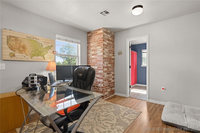 1608 Blue Stem Rd, Fort Gibson, OK 74434 - home office with wood finished floors and baseboards