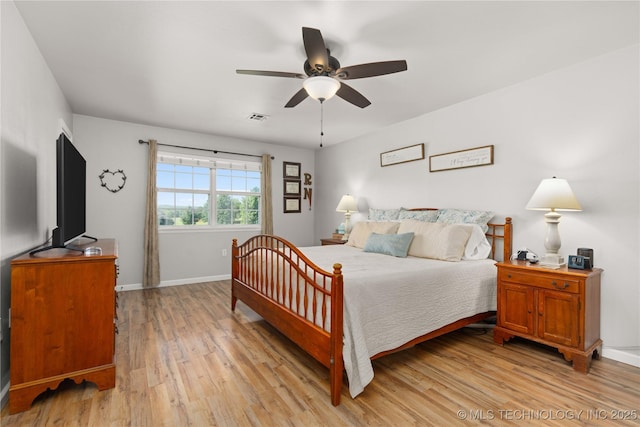 1608 Blue Stem Rd, Fort Gibson, OK 74434 - bedroom with light wood-style floors, baseboards, and ceiling fan