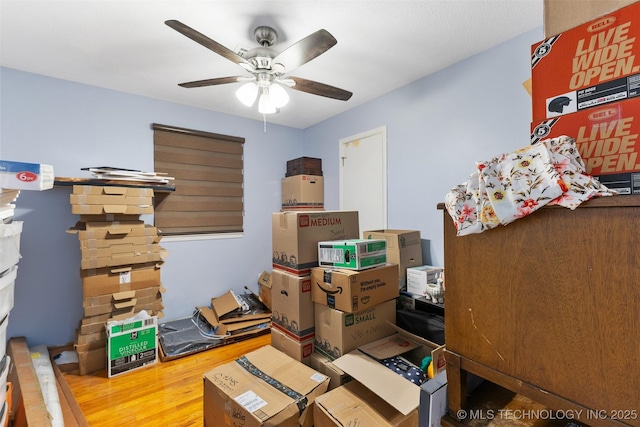 709 N Maple, Konawa, OK 74849 - storage room with a ceiling fan