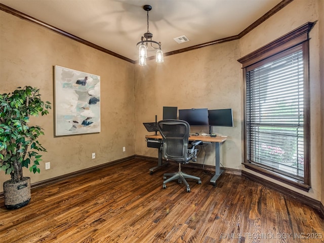 5909 E 139th St, Collinsville, OK 74021 - office with ornamental molding, wood finished floors, and baseboards