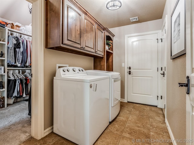 5909 E 139th St, Collinsville, OK 74021 - washroom with cabinet space, washing machine and clothes dryer, and baseboards
