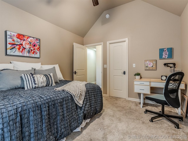 5909 E 139th St, Collinsville, OK 74021 - carpeted bedroom with baseboards and high vaulted ceiling