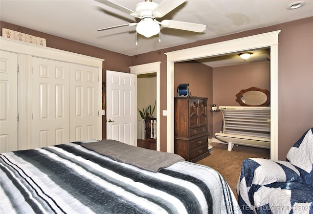 208 N Vine Ave, Cleveland, OK 74020 - carpeted bedroom with a closet and ceiling fan