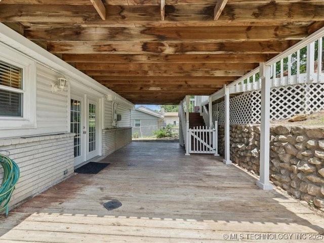 5339 S 32nd W Ave, Tulsa, OK 74107 - wooden terrace featuring french doors