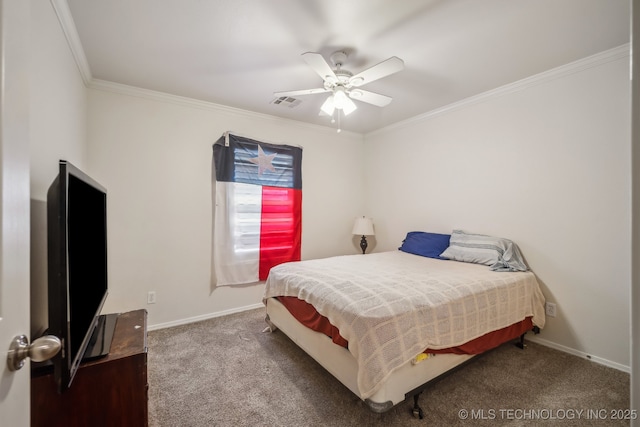 11210 N 131st E Pl, Owasso, OK 74055 - carpeted bedroom with ornamental molding, baseboards, and a ceiling fan
