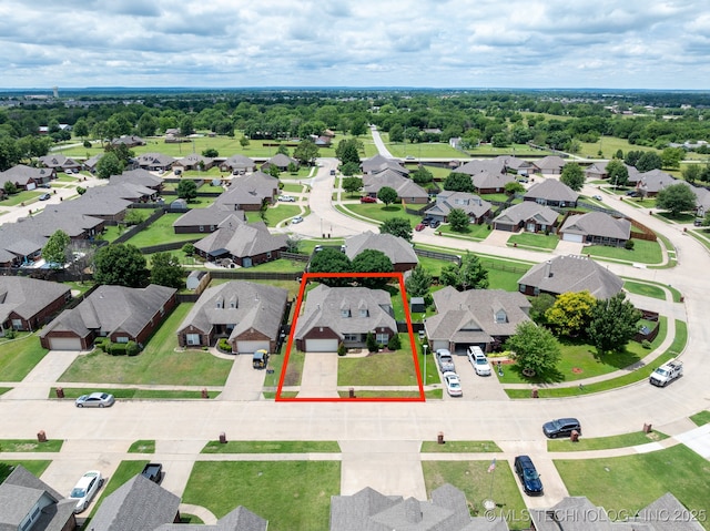 11210 N 131st E Pl, Owasso, OK 74055 - aerial perspective of suburban area featuring property parcel outlined
