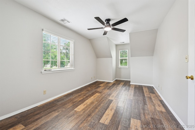5144 S 34th W Ave, Tulsa, OK 74107 - bonus room with ceiling fan, hardwood / wood-style floors, lofted ceiling, and baseboards