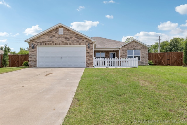 1309 W Missouri Ave, Claremore, OK 74019 - ranch-style home with concrete driveway, a garage, a gate, and brick siding