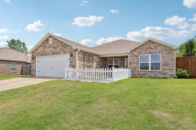 1309 W Missouri Ave, Claremore, OK 74019 - single story home with brick siding, a garage, concrete driveway, and a shingled roof