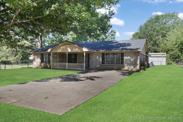 211 Meadowlark, Durant, OK 74701 - ranch-style home with driveway, a porch, and brick siding